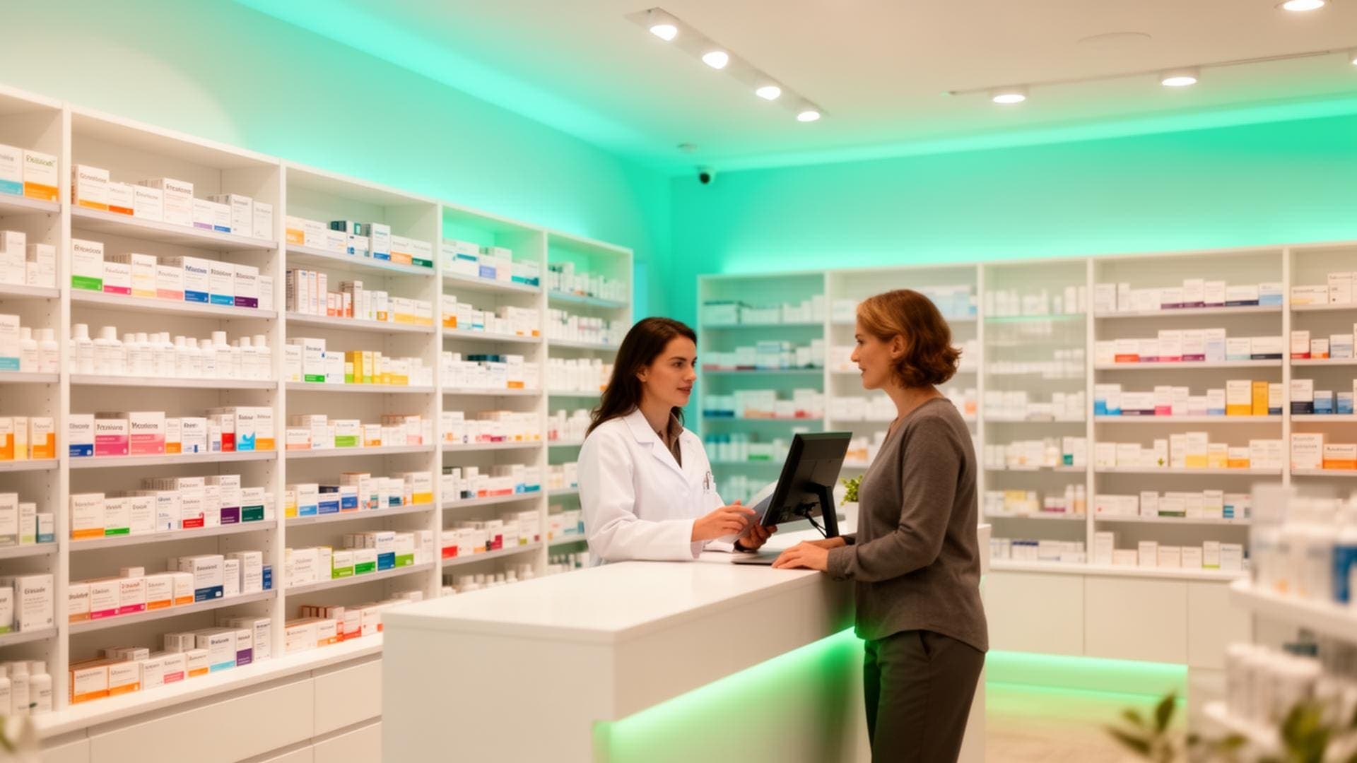 Modern pharmacy interior